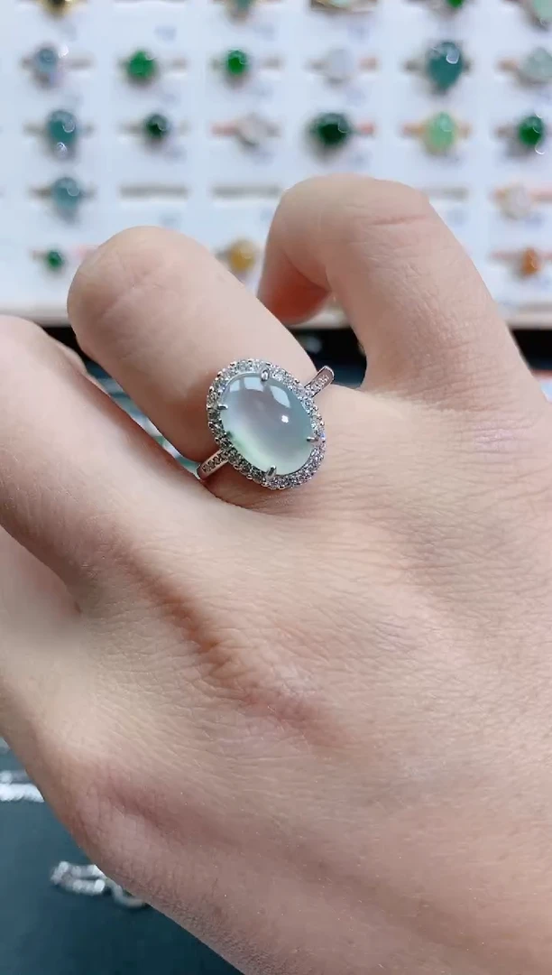 银S925镶嵌戒指翡翠天然翡翠