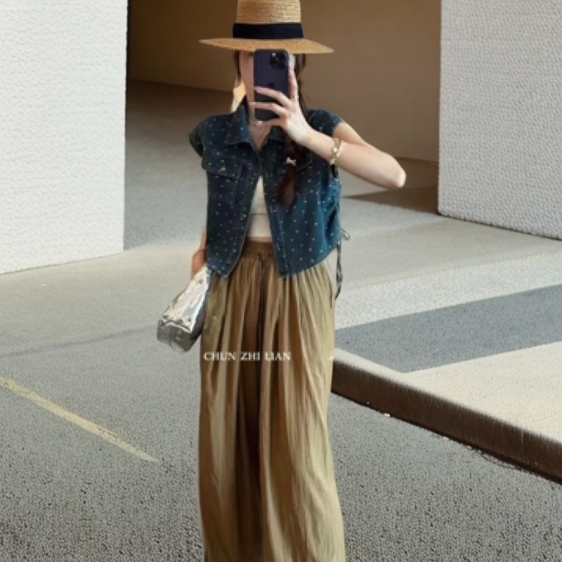 【小依专享】D3F3089XA气质淑女套装-3089夏季无袖牛仔上衣