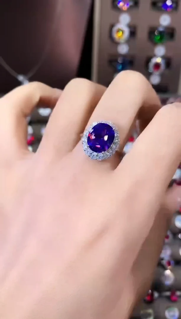 银S925镶嵌戒指碧玺911银色