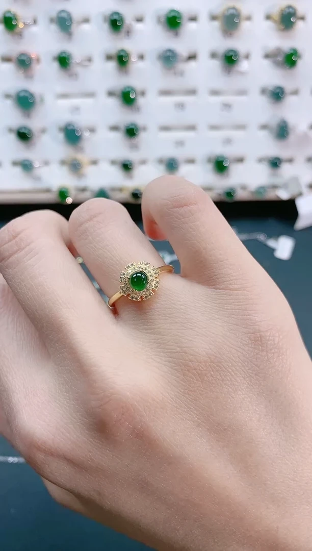 【闪购商品】翡翠戒指银S925镶嵌天然翡翠