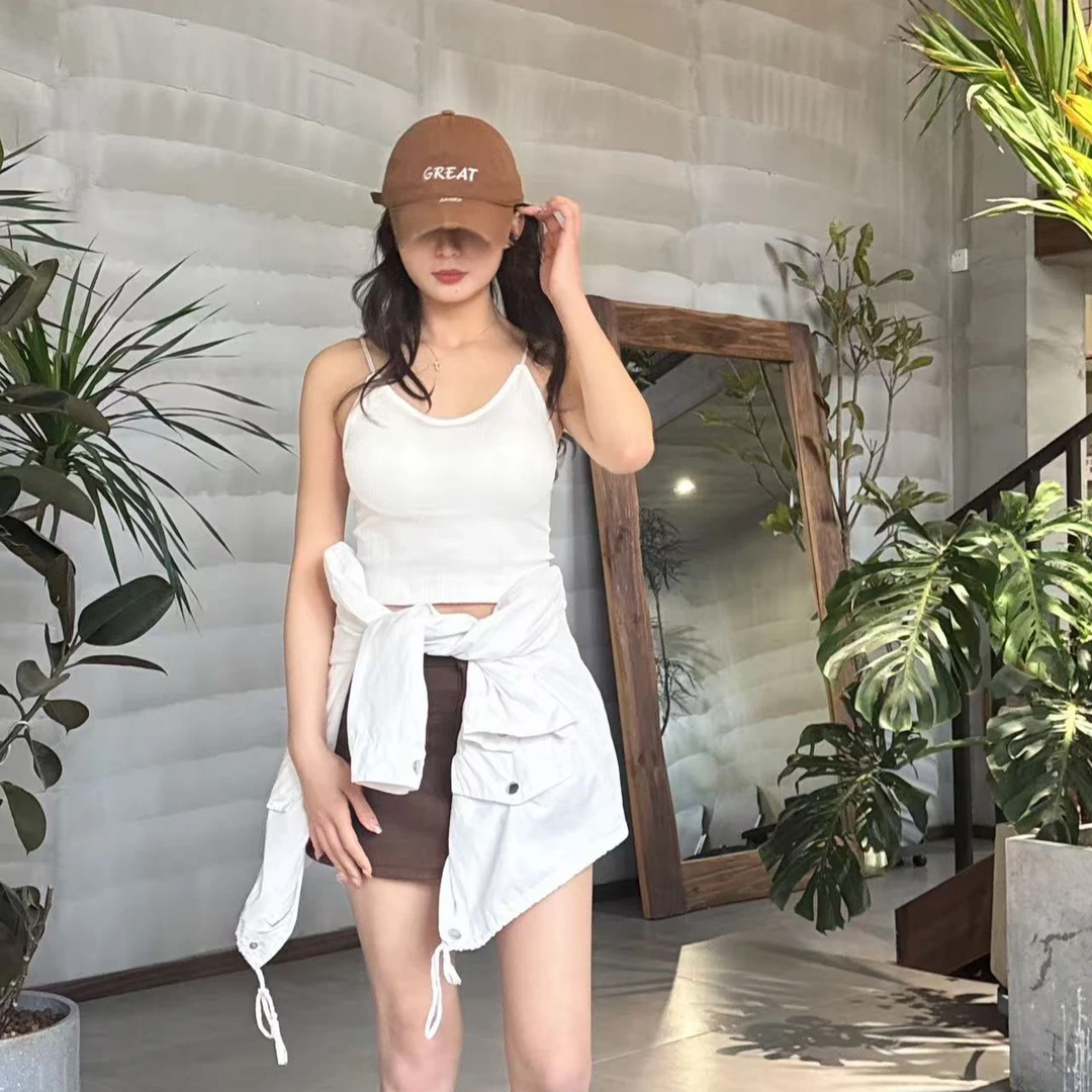 春夏秋免穿Bra背心固定乳胶杯无钢圈显瘦方领长款打底修身小背心