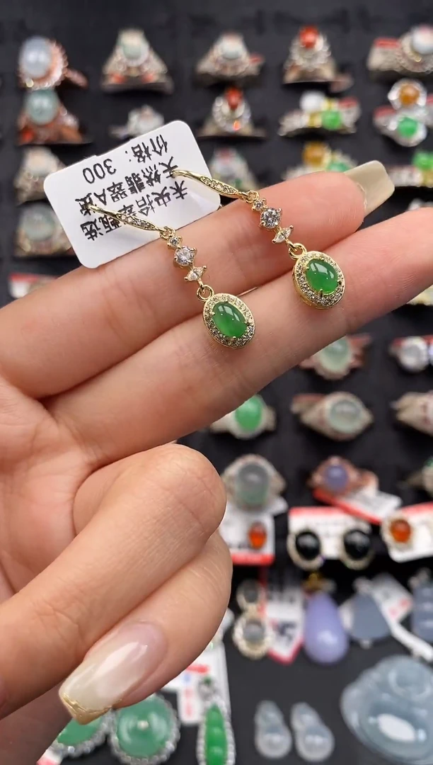 银S925镶嵌戒指翡翠天然A货翡翠58