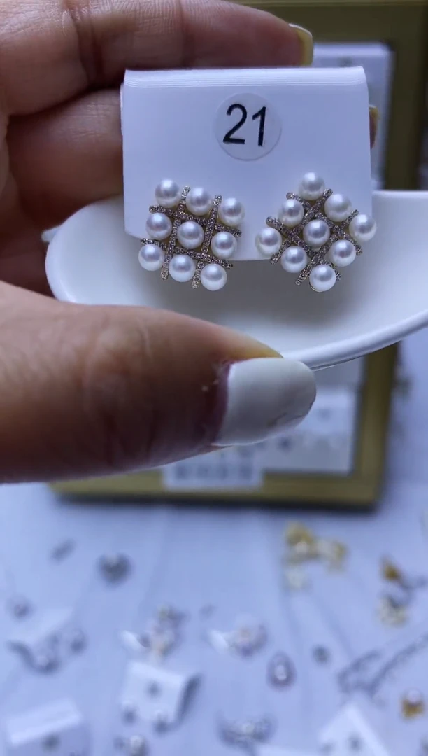 银S925镶嵌耳饰淡水珍珠21