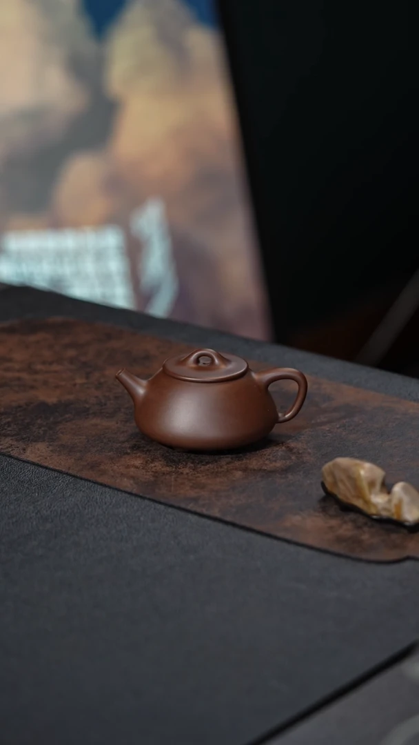 【闪购商品】紫砂茶壶平盖石瓢 紫泥 刘建华