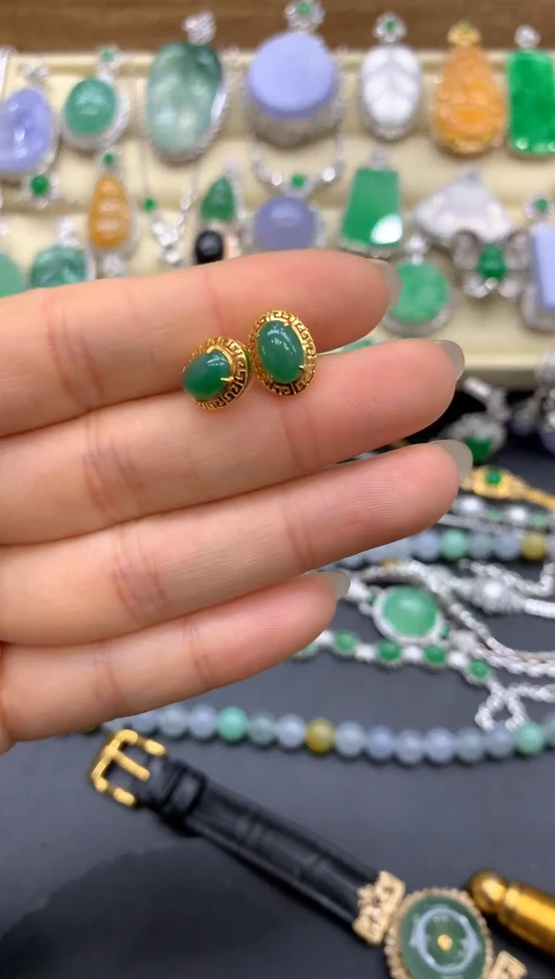 【闪购商品】翡翠耳饰18K金镶嵌250-中国好珍宝