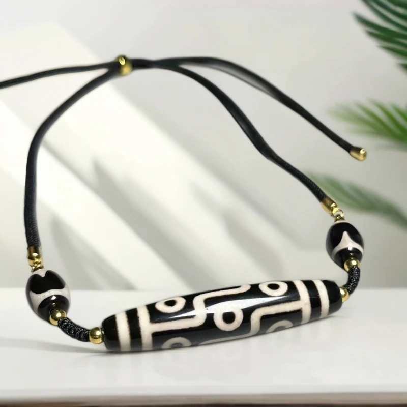 藏式玛瑙珠项链九眼天珠吊坠百搭男女时尚锁骨链复古玛瑙吊坠项链