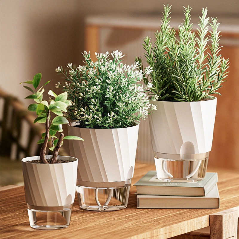 瑞普懒人自吸水花盆水培植物器皿绿萝线吸吸水盆自动塑料盆栽大号