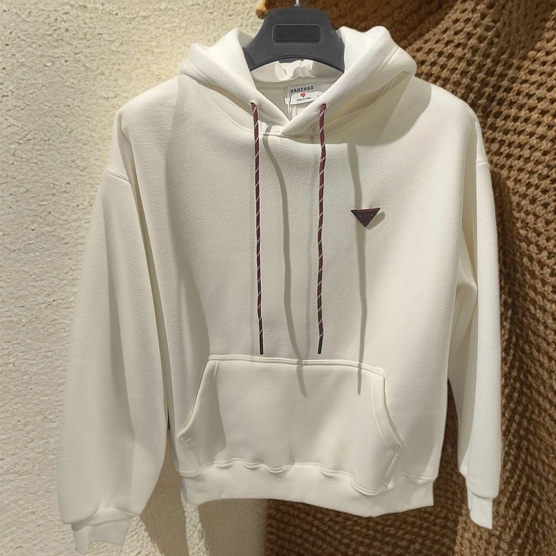 连帽休闲风字母长袖街头风女卫衣上衣休闲春季纯色百搭简约