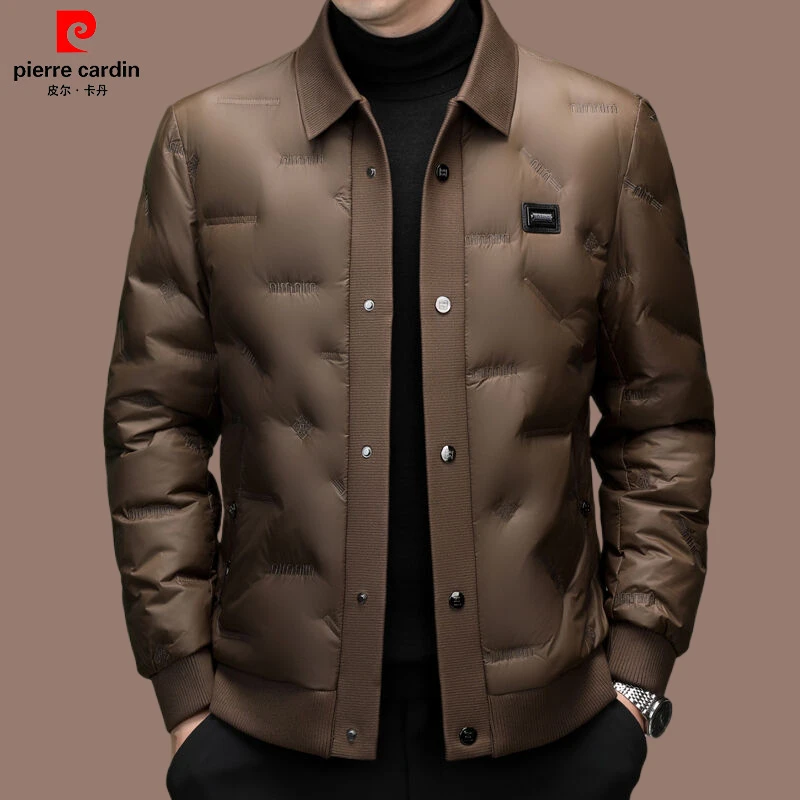 皮尔卡丹男装男士【90白鸭绒】羽绒服冬季保暖商务休闲翻领外套