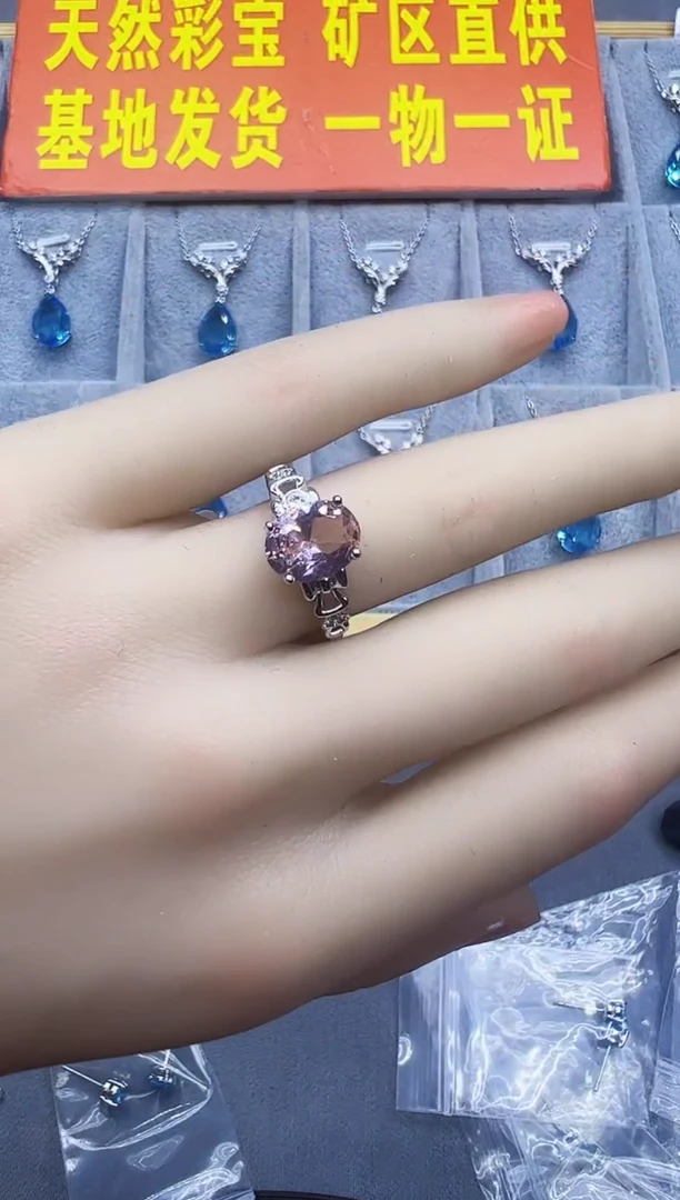 戒指蓝宝石银S800镶嵌漏了