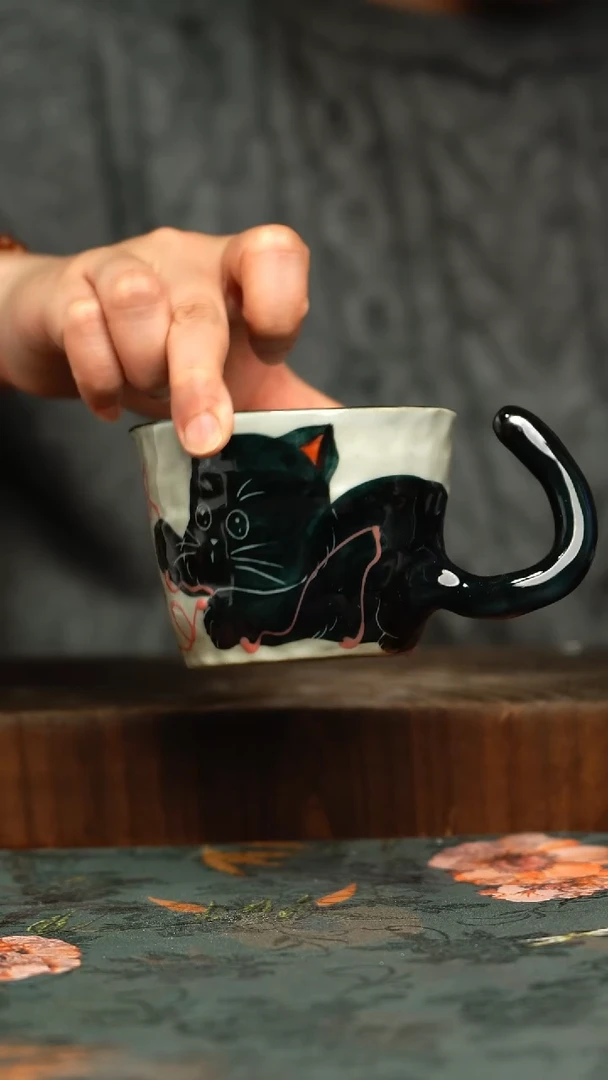 杯釉下彩手工手绘同款陶器