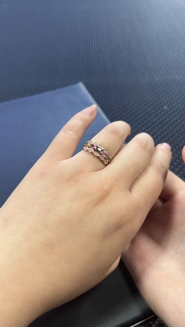 戒指银S925镶嵌碧玺（多样性发一件）0465