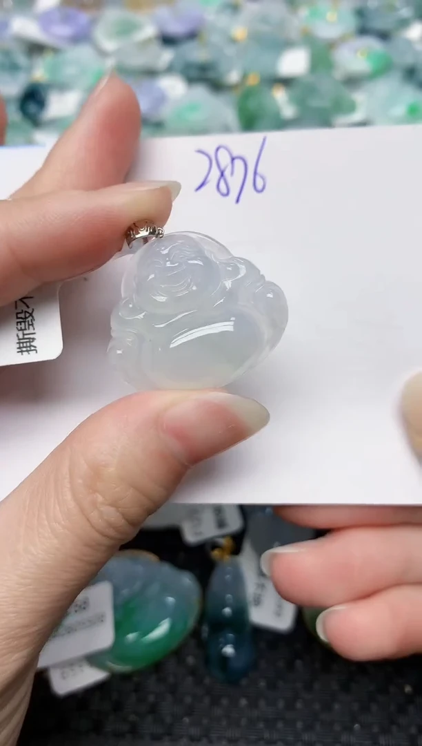 颈饰18K金镶嵌翡翠天然缅甸A货翡翠百元以上9元证书费自理