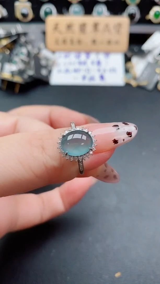 银S925镶嵌戒指翡翠1