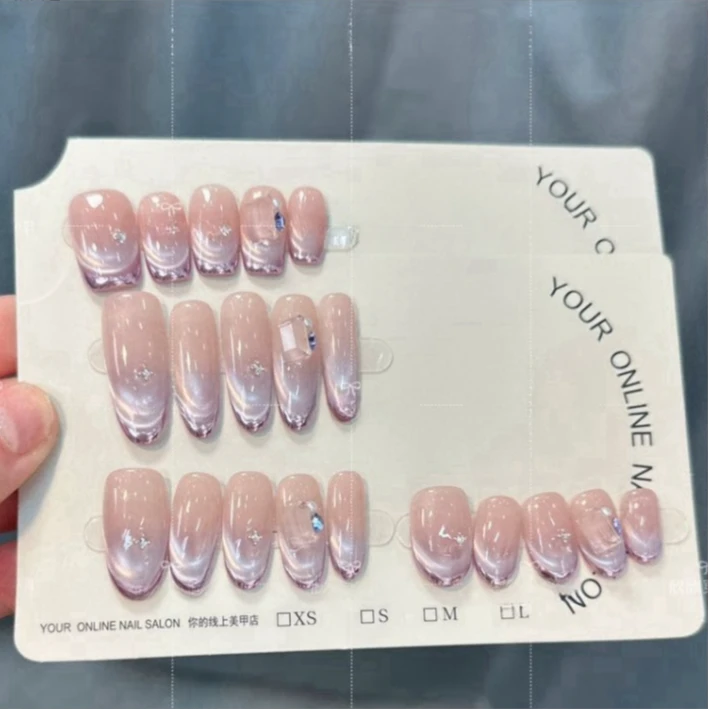 【紫色韵味】纯手工穿戴甲春季新款纯欲温柔显白猫眼可拆卸美甲贴片