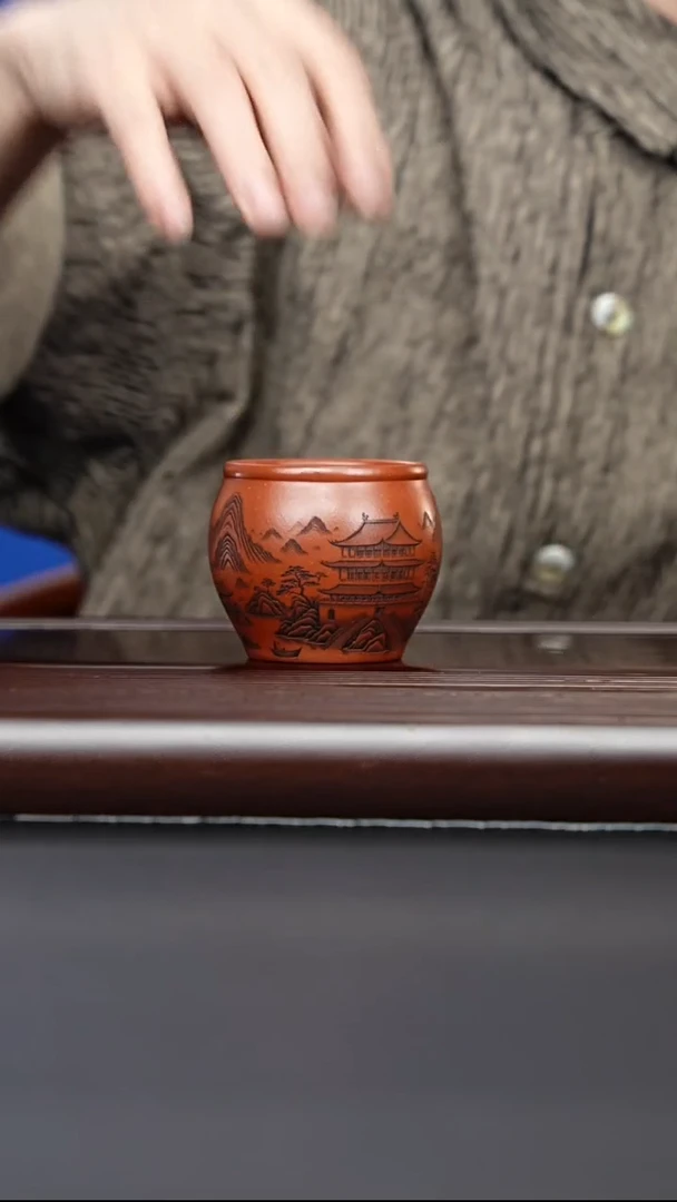 茶壶紫砂宜兴紫砂 清江春晓杯 朱泥 高传霖