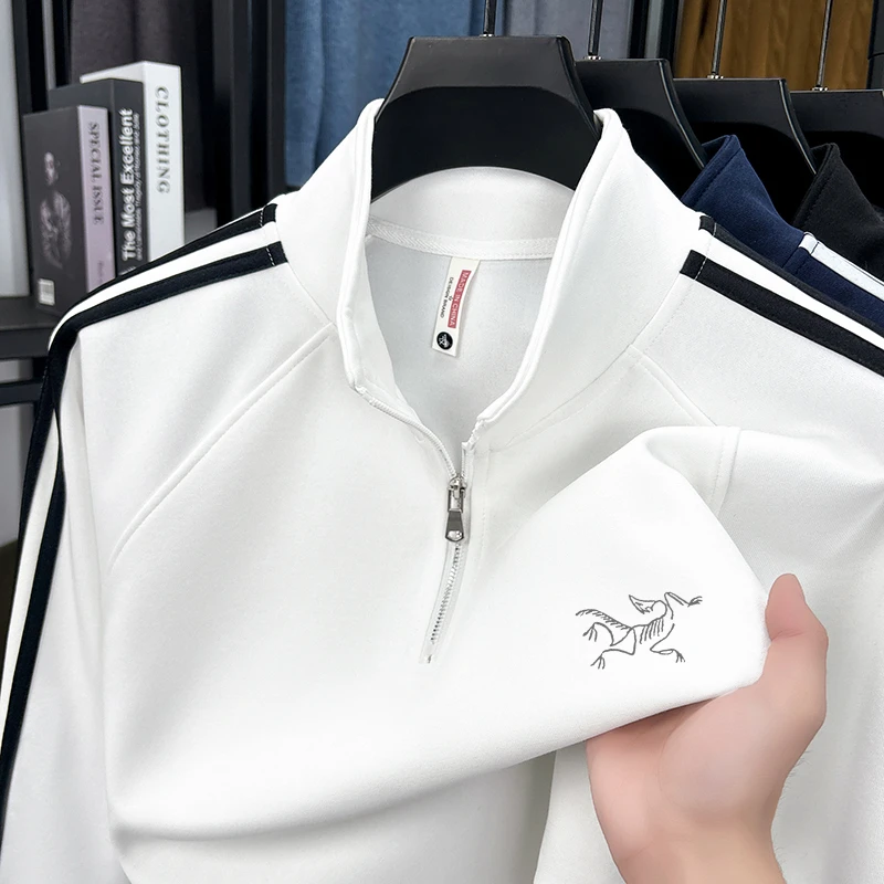 【奥特莱斯】正品刺绣鸟家男士卫衣秋季宽松休闲半拉链长袖打底T恤