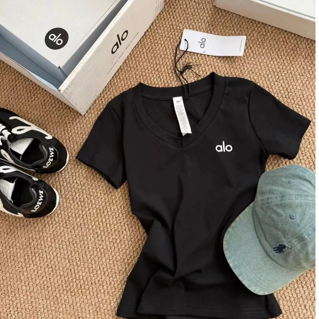 【马卡龙】简约气质显瘦修身V领短袖T恤