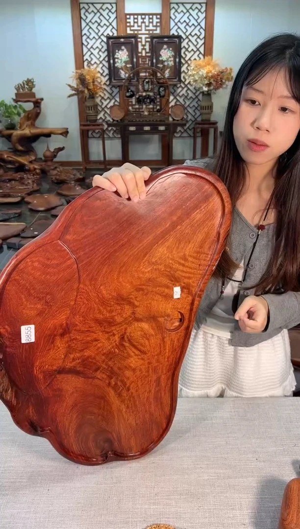 【闪购商品】大果紫檀（缅甸花梨）茶盘8855