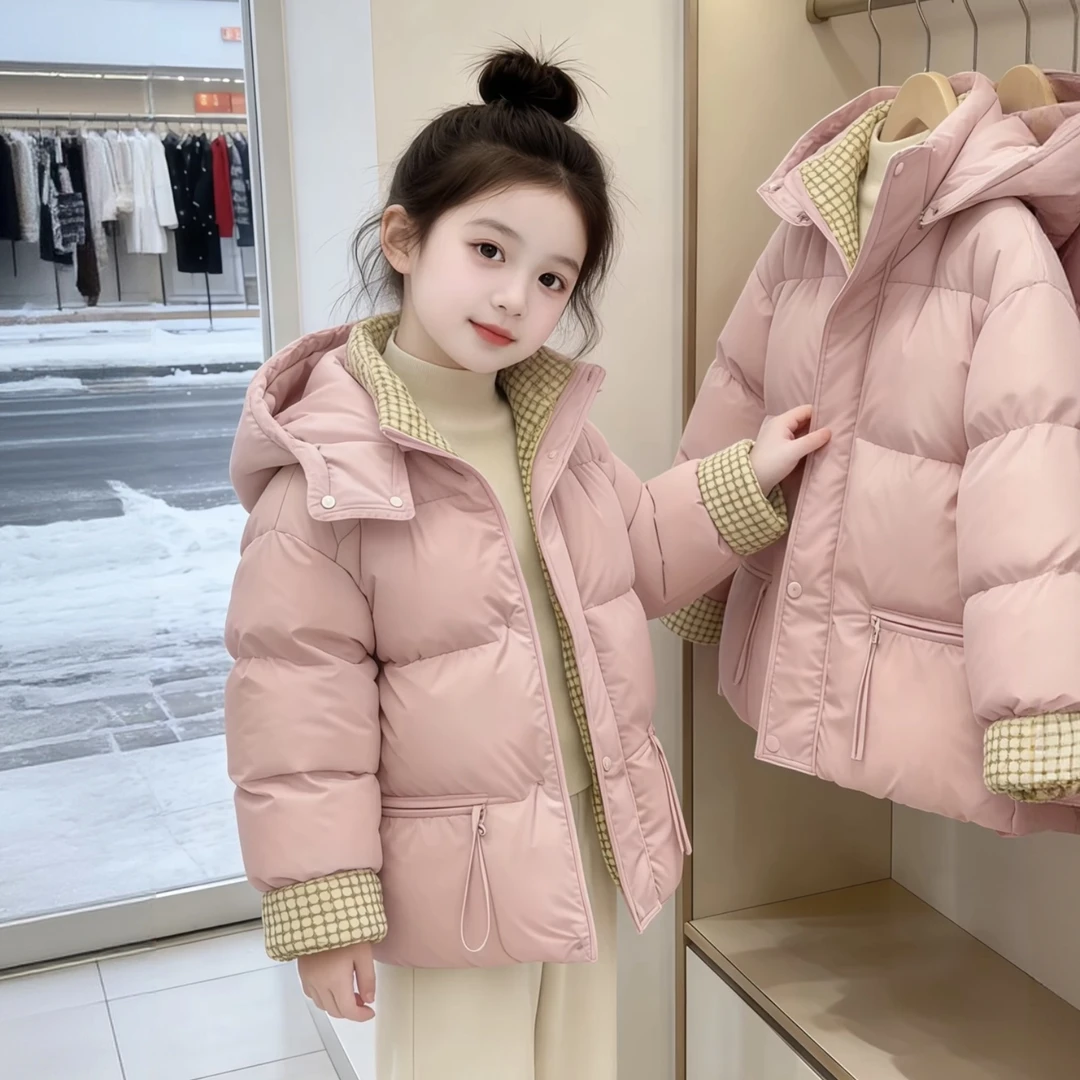 女童免洗棉服2026冬季新款中大童时尚加厚棉衣