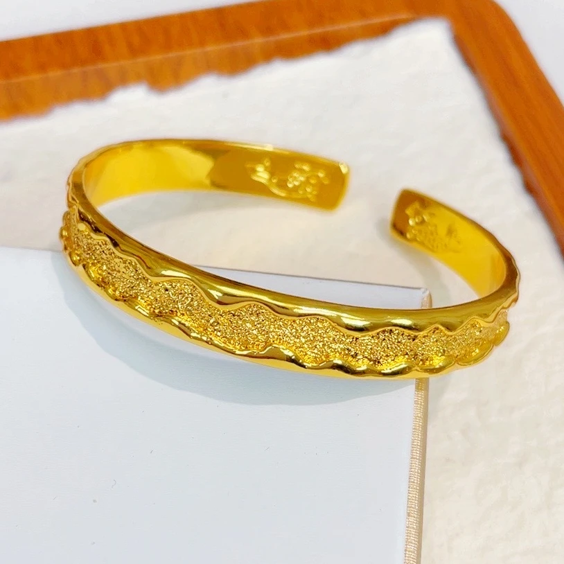 手镯 2503-精工 不规则熔岩手镯开口镯