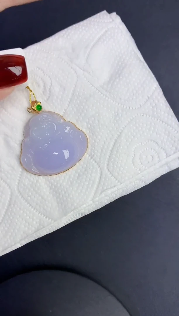 颈饰18K金镶嵌翡翠缅甸天然翡翠A货