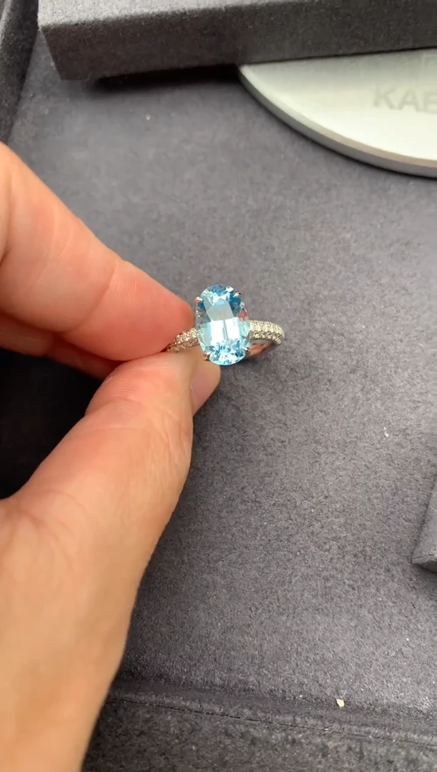 18K金镶嵌戒指海蓝宝石3.2ct 海蓝宝 定制 BH