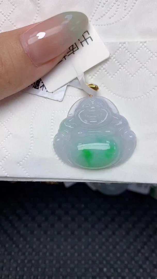 翡翠18K金镶嵌颈饰天然翡翠a货