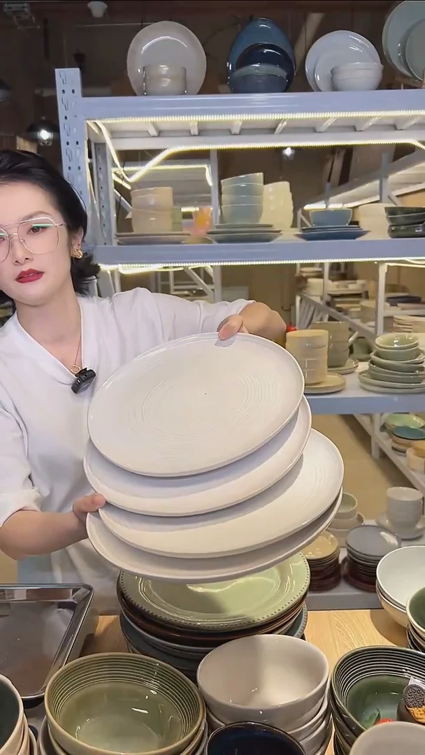 瓷100（大盘鸡）外贸尾货高温釉下彩陶瓷餐具默认微瑕