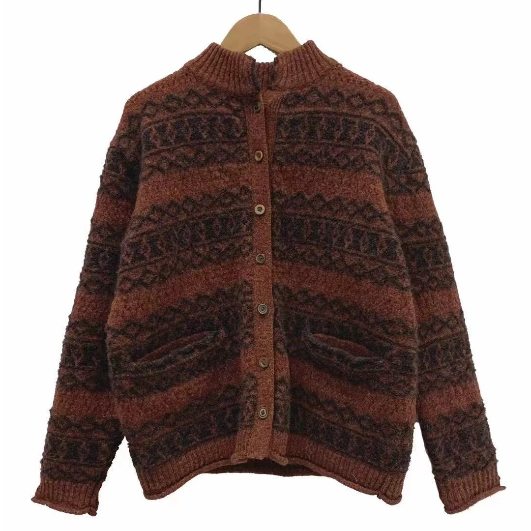 涟香家左岸迷香针织外套7106白尕羊毛宽松秋冬复古休闲百搭