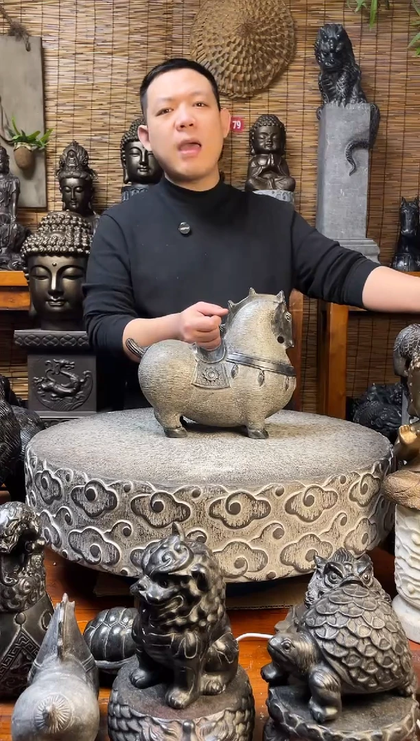 石材30唐马天然青石雕刻