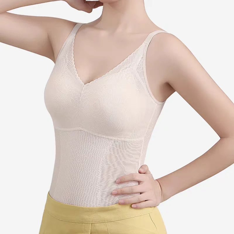BBNPPZO/半帛半帛.新款女士春夏一体式免穿文胸蕾丝可调节背心