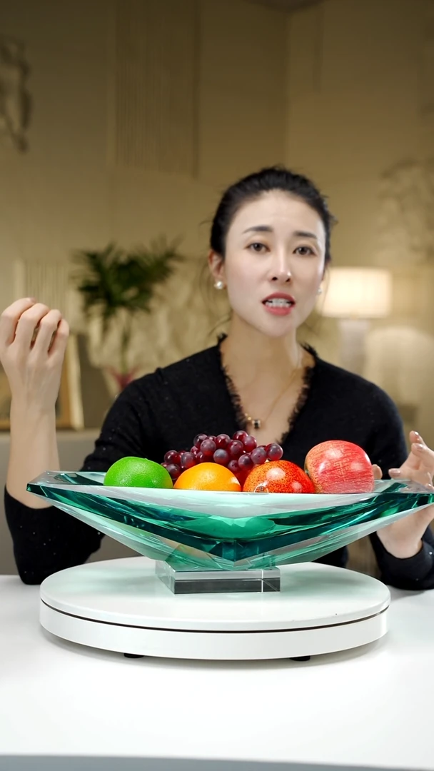 手工艺品琉璃湖水蓝船型果碗