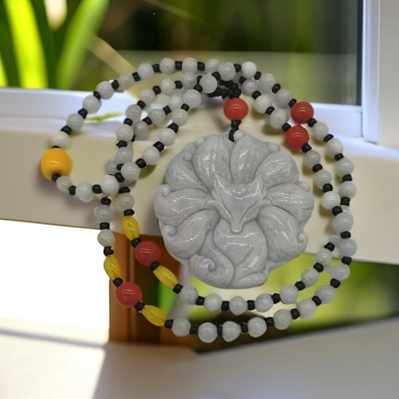 九尾狐毛衣链菲翠吊坠个性设计绳链