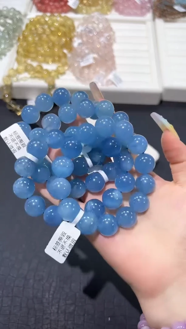 合成（培育）海蓝宝石未镶嵌54y多样性发其一【1条】默认微瑕15mm