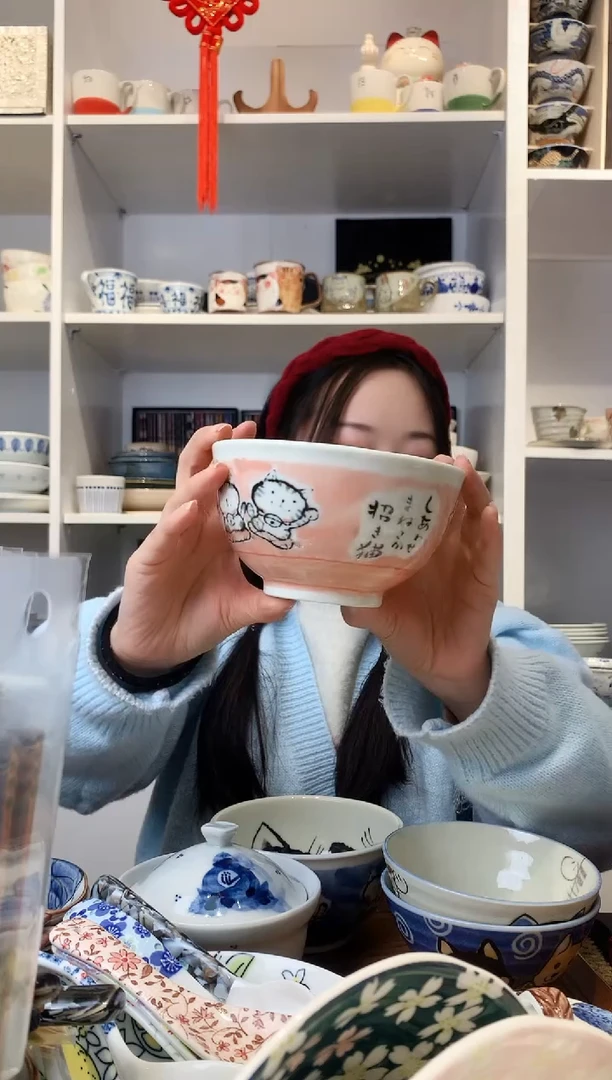 【闪购商品】耐热玻璃粉色小猫米饭碗