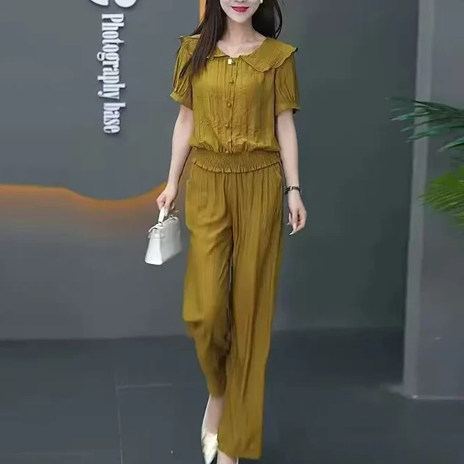 时尚洋气套装女夏装新款气质减龄二件套#702