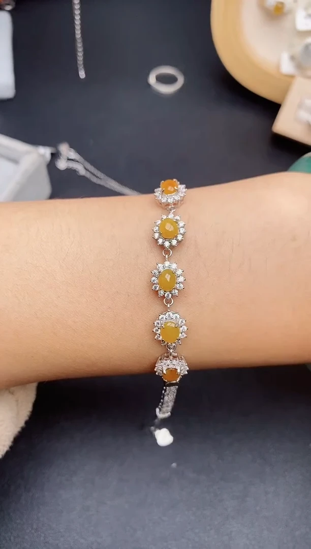 【闪购商品】翡翠手链银S925镶嵌缅甸翡翠