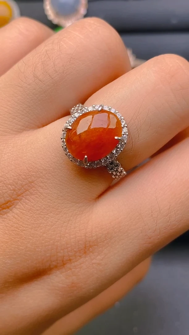 【闪购商品】翡翠戒指银S925镶嵌天然A货翡翠1