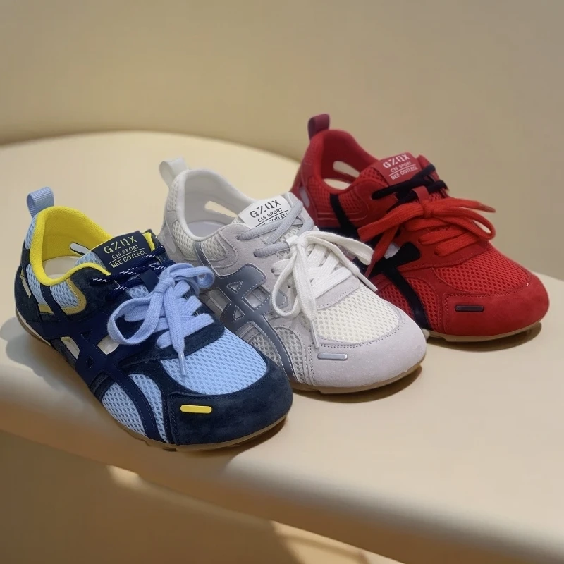 休闲鞋新款真皮舒适百搭德训鞋时尚网面软底夏季防滑休闲运动鞋白