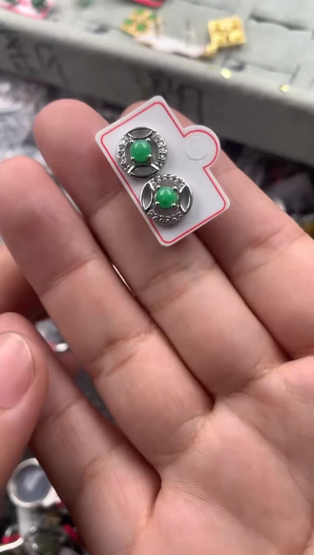 银S925镶嵌戒指翡翠77777  8