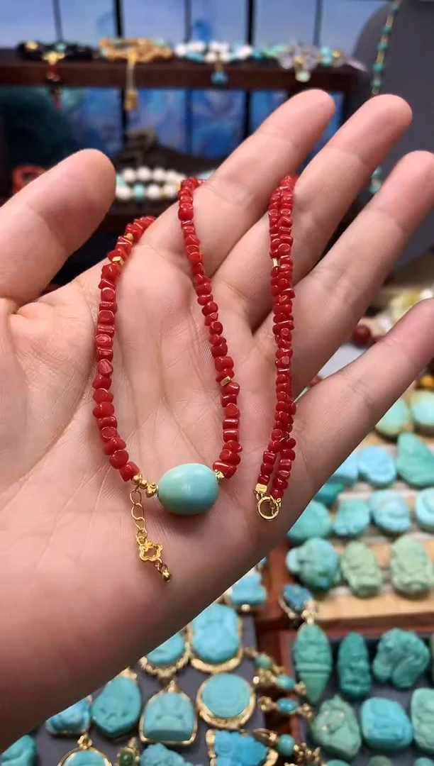 银S925镶嵌绿松石颈饰项链