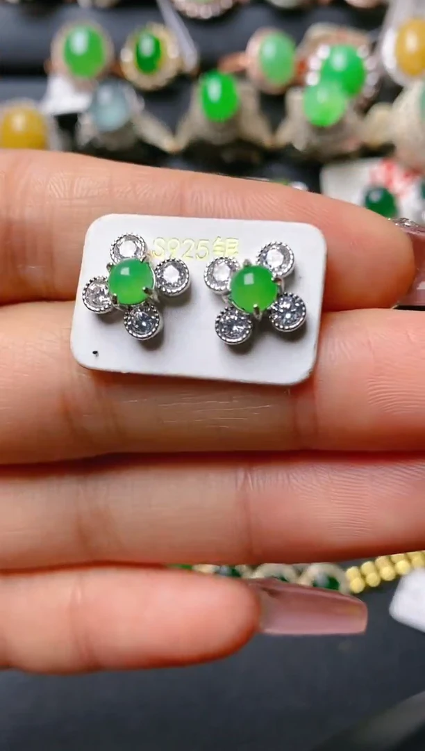 【闪购商品】翡翠戒指银S925镶嵌天然A货翡翠1