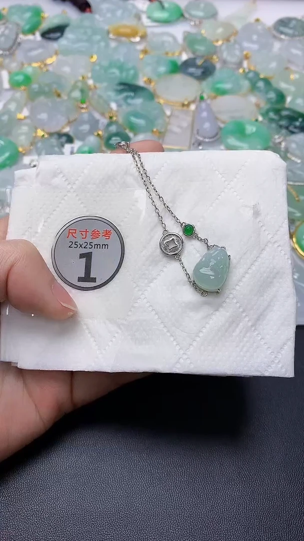 颈饰银S925镶嵌翡翠 天然缅甸A货百元以上9元证书费自理