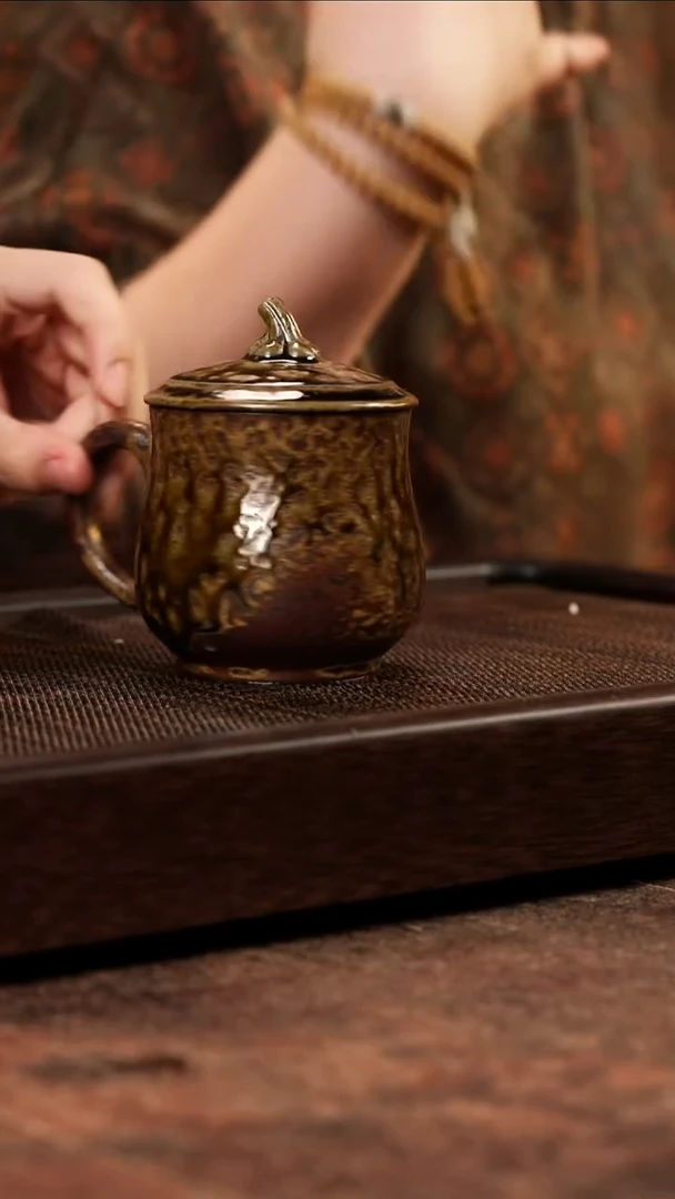 茶壶紫砂沉香木柴烧南瓜盖杯
