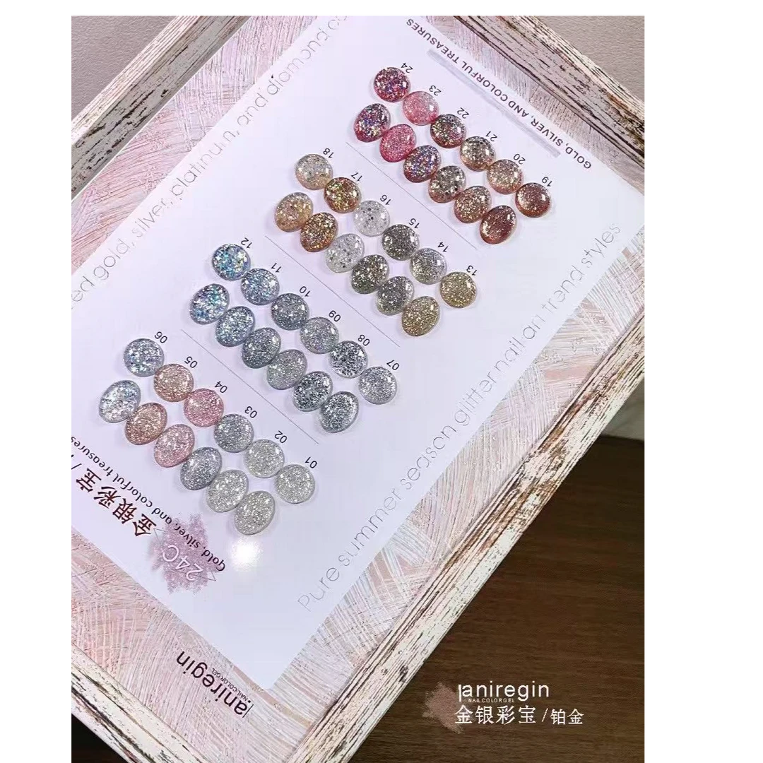 金银财宝铂金大亮片爆闪甲油胶新款美甲店专用