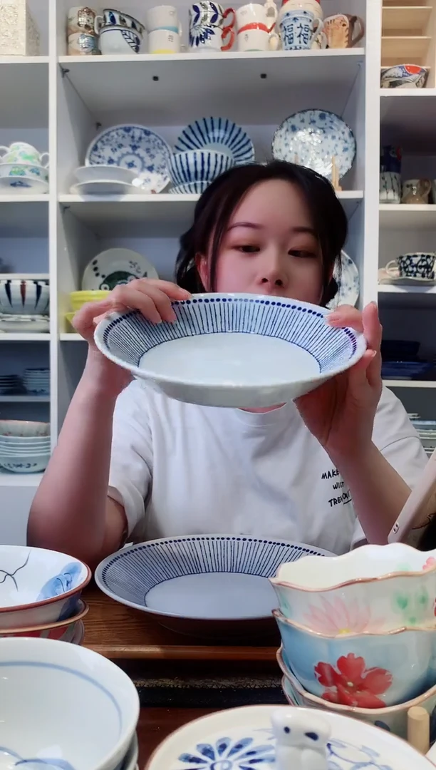 陶瓷苍十草20.5cm深盘