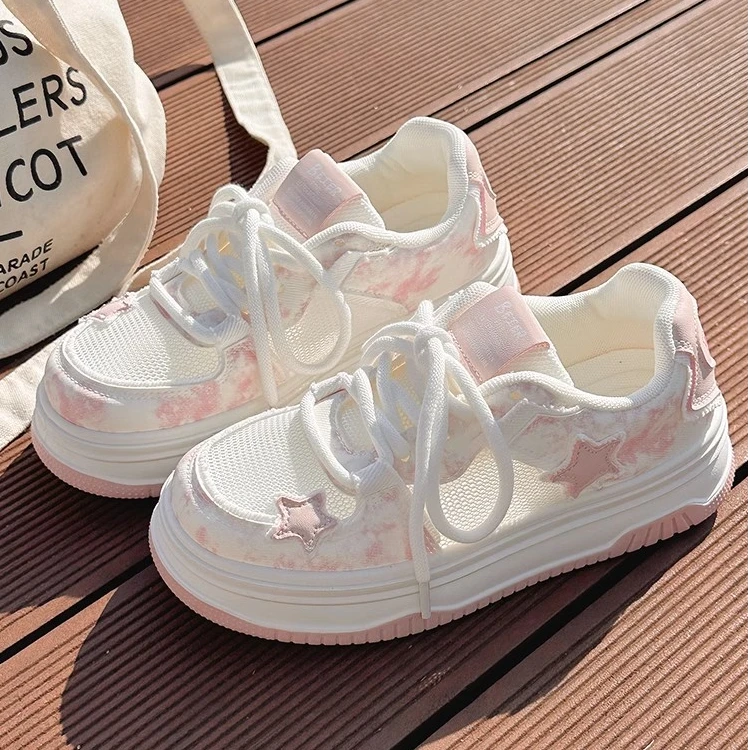 女童星星小白鞋网鞋2025夏季新款学生运动鞋大童板鞋透气单网鞋子