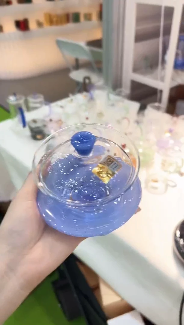 禾器 荷叶盖碗雾蓝玉