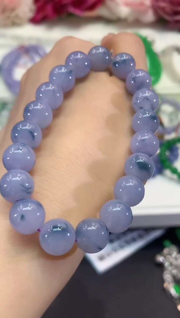 未镶嵌手串翡翠C356 紫货有色差